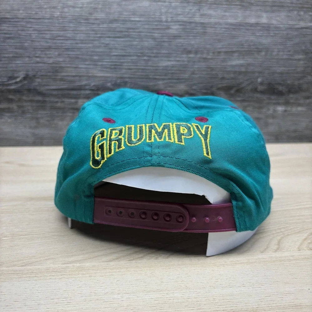 Vintage Disney Grumpy Hat Cap Snap Back Youth‎ Teal Purple Snow White 1990s